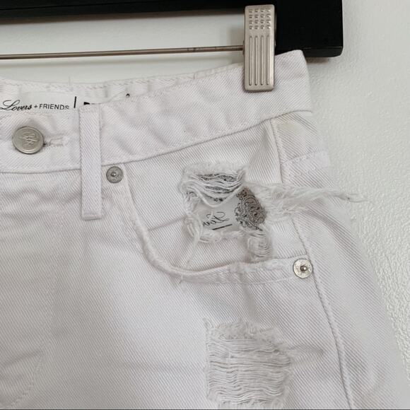 White Molholland Lovers + Friends Jack High Waisted Distressed Denim Shorts 23 - Picture 3 of 7